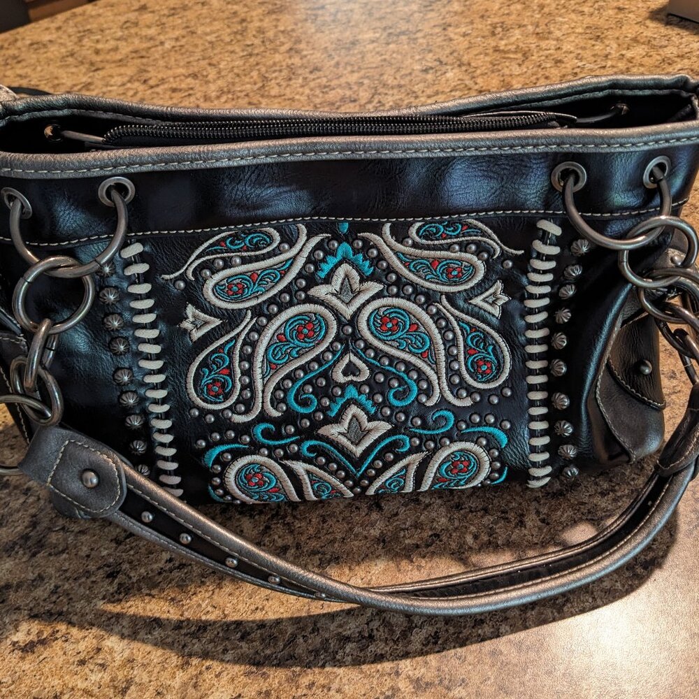 American Bling Western purse with concealed gun pocket and matching wallet